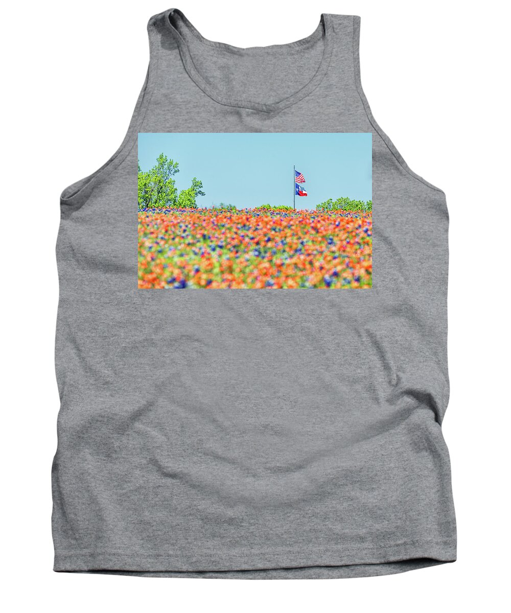 Texas Wildflowers Tank Top featuring the photograph God Bless America and God Bless Texas by Victor Culpepper
