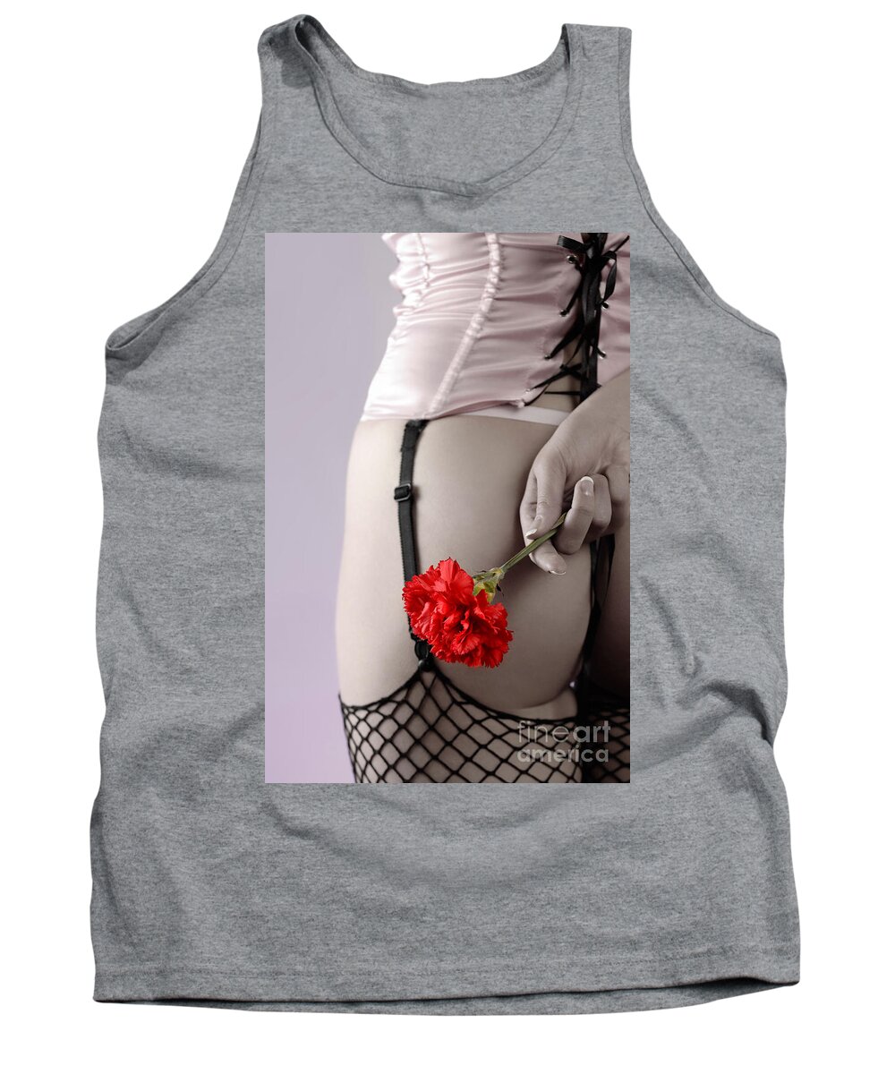 Love Tank Top featuring the photograph Woman with a carnation #2 by Maxim Images Exquisite Prints
