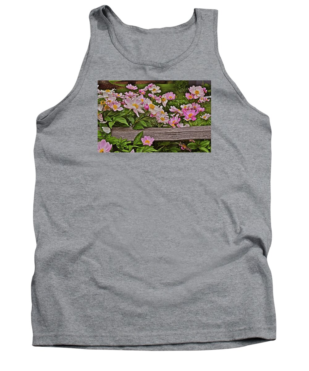 Peonies Tank Top featuring the photograph 2015 Summer's Eve Front Yard Peonies 1 by Janis Senungetuk