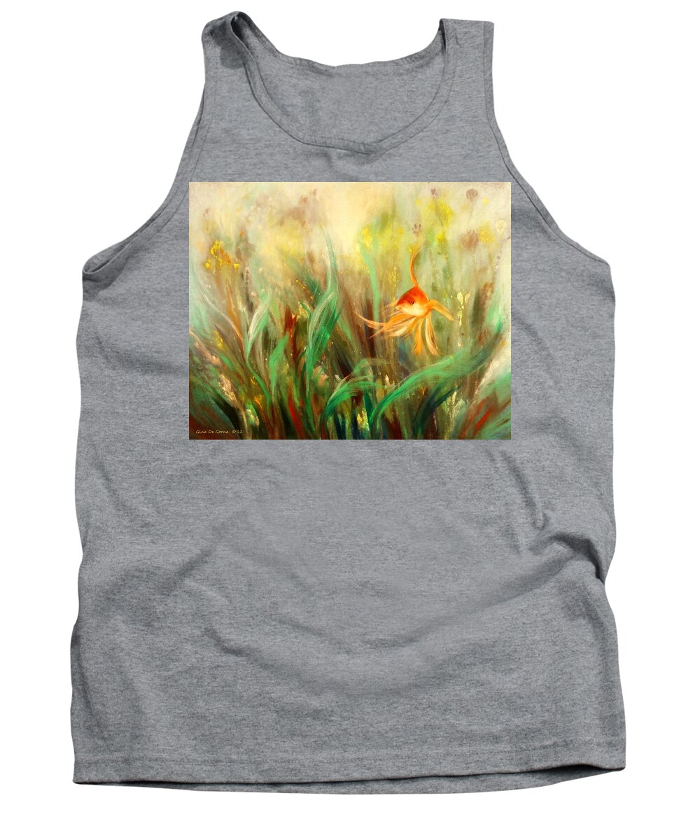 Fish Tank Top featuring the painting Gold Fish #3 by Gina De Gorna