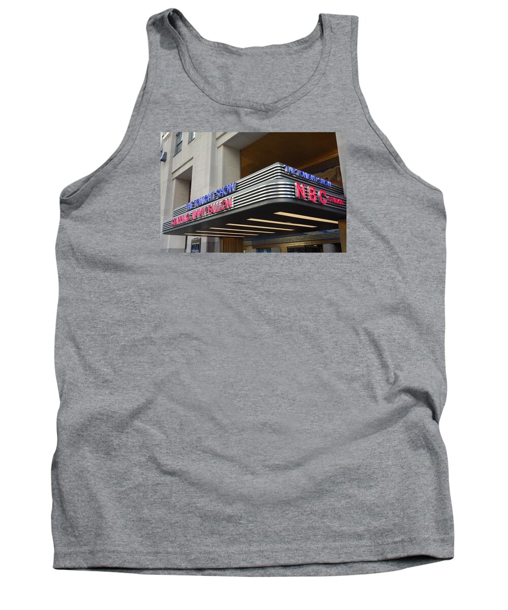 30 Rock Tank Top featuring the photograph 30 Rock Jimmy Fallon Marquee by Melinda Saminski