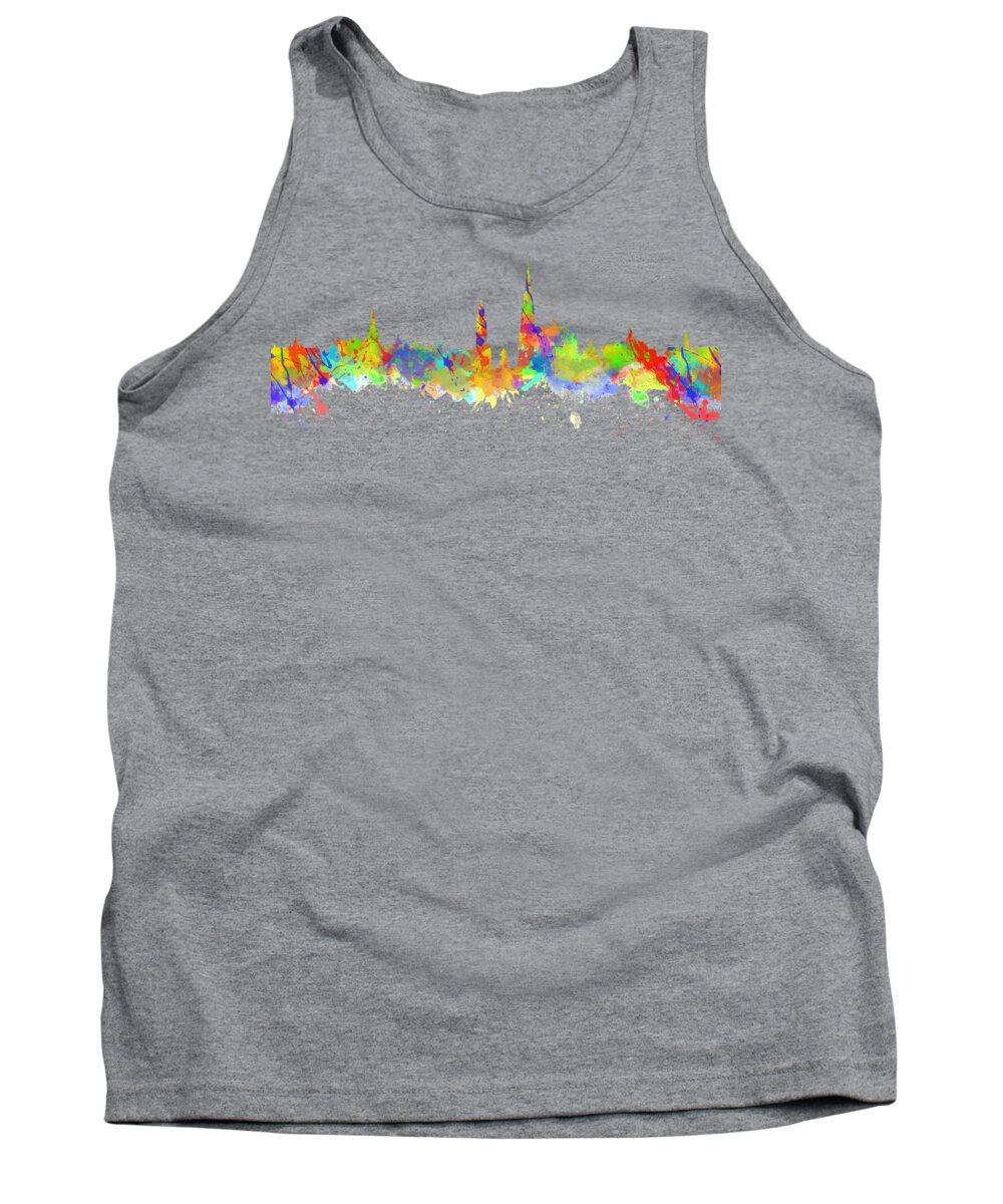 Antwerp Tank Top featuring the photograph Watercolor art print of the skyline of Antwerp in Belgium #4 by Chris Smith