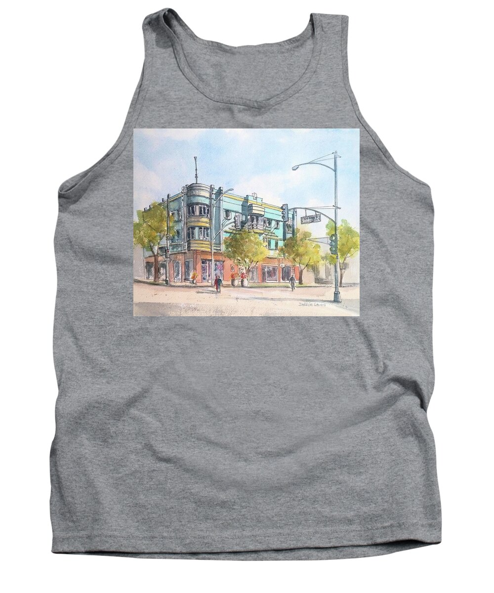 Watercolor Building Portrait Tank Top featuring the painting 505 E Broadway by Debbie Lewis