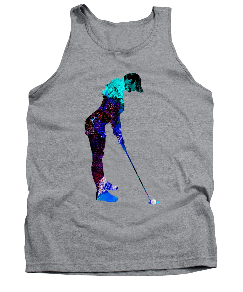 Golf Tank Top featuring the mixed media Womens Golf Collection #7 by Marvin Blaine