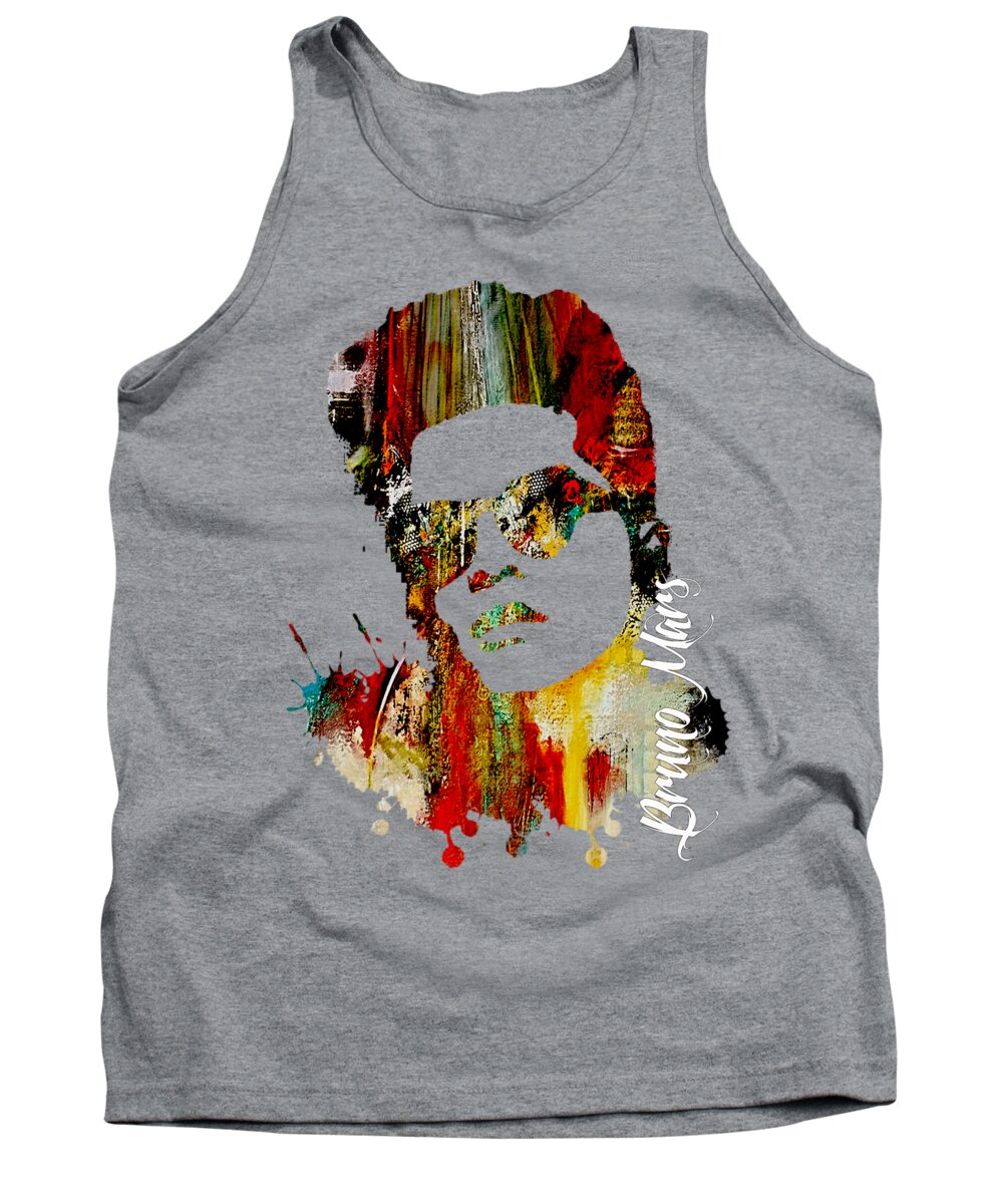 Bruno Mars Tank Top featuring the mixed media Bruno Mars Collection #8 by Marvin Blaine