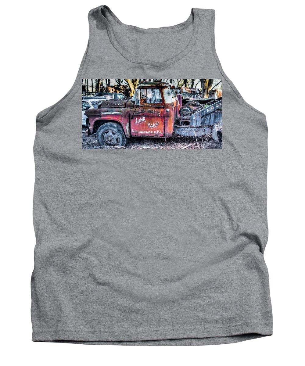 Rusty Tank Top featuring the photograph A Beautiful Rusty Old Tow Truck by Dennis Dame