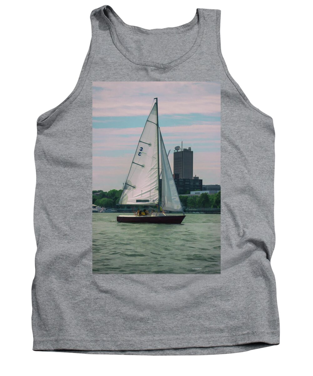 Boston Tank Top featuring the photograph A Boston View Sailboat by Roberta Byram