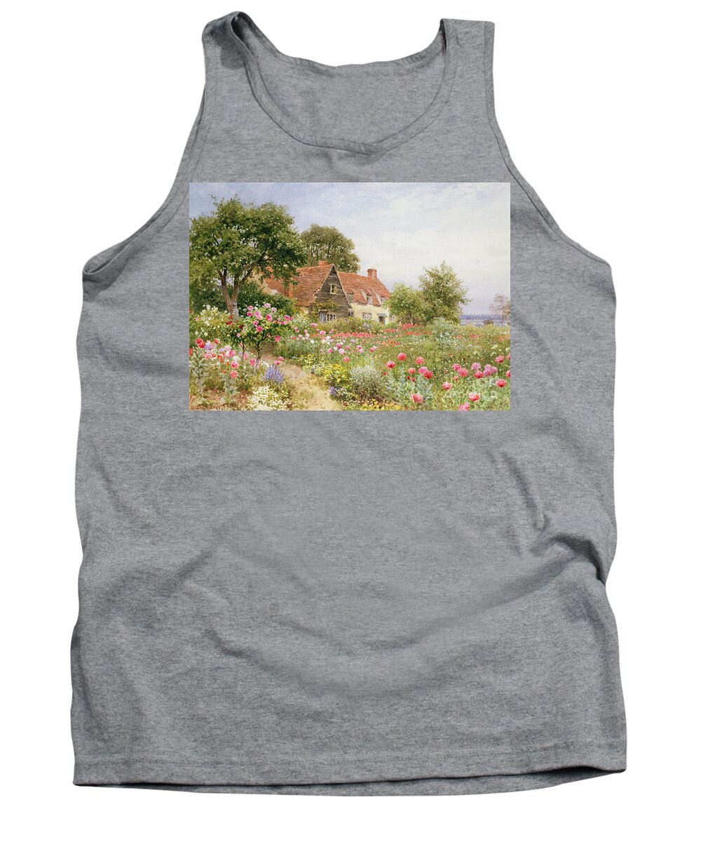 The Cottar's Pride Tank Top featuring the painting A Cottage Garden by Henry Sutton Palmer
