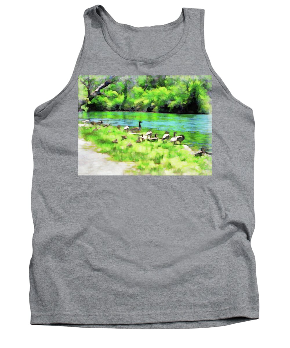 Dufferin Islands Tank Top featuring the digital art A Day At The Beach by Leslie Montgomery