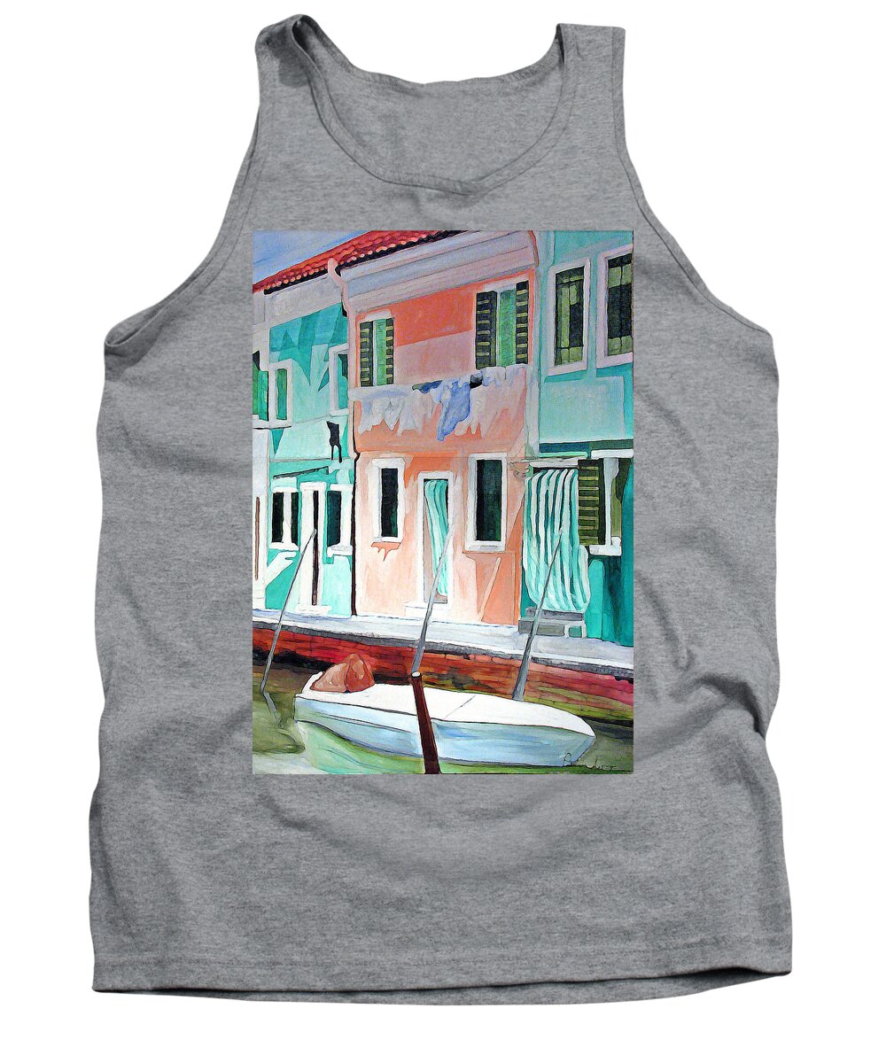 Italy Tank Top featuring the painting A Day In Burrano by Patricia Arroyo