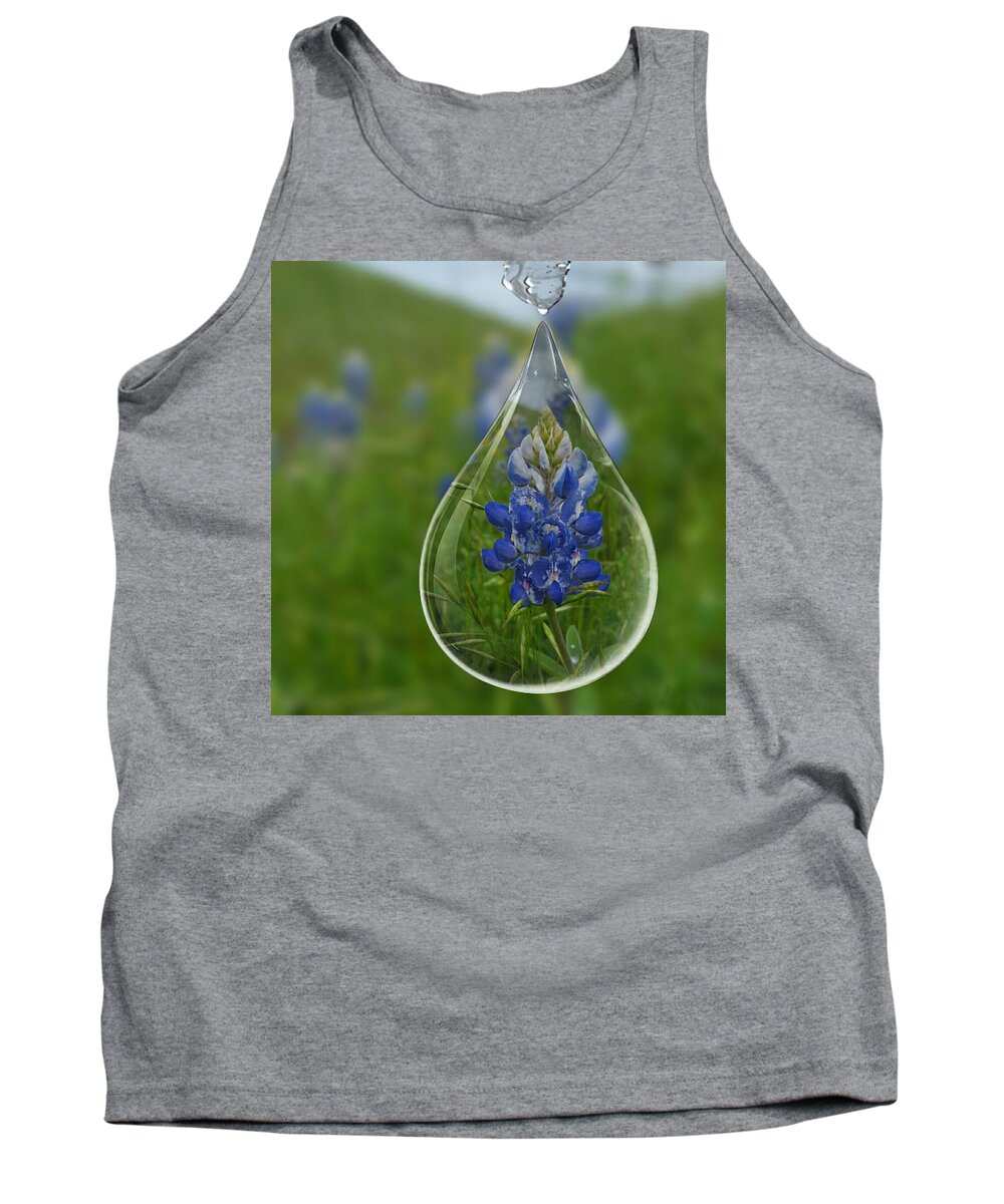 Texas Bluebonnet Digital Art Tank Top featuring the digital art A Drop Of Texas Blue by Pamela Smale Williams