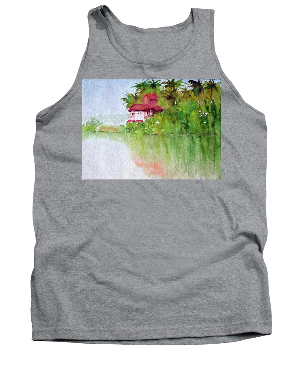 A House In Goa Tank Top featuring the painting A house in Goa by Uma Krishnamoorthy