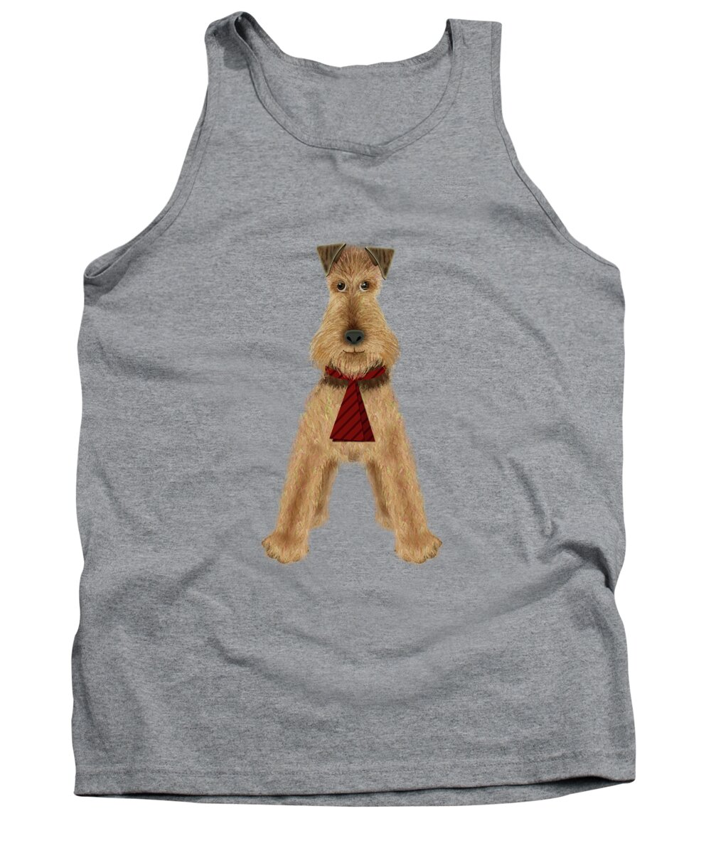 Letter Tank Top featuring the mixed media A is for Airedale by Valerie Drake Lesiak