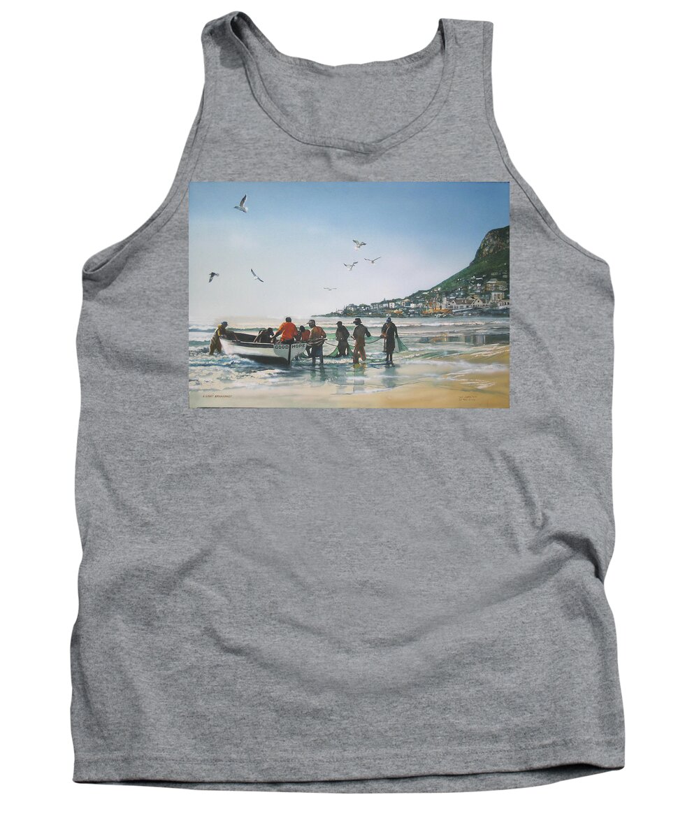 Fish Hoek Tank Top featuring the painting A Light Breakfast by Tim Johnson