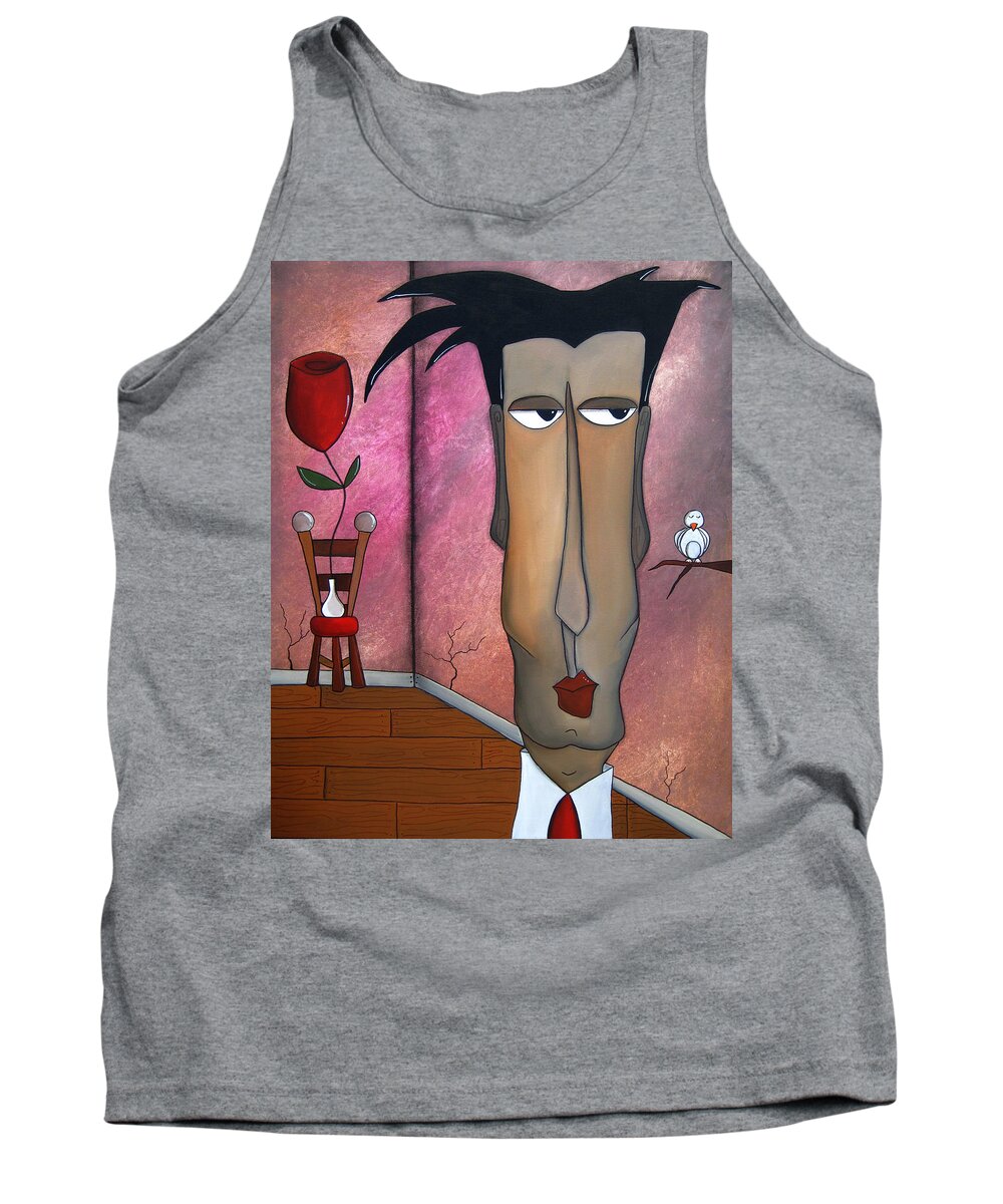 Pop Art Tank Top featuring the painting A Little Bird Told Me by Fidostudio by Tom Fedro