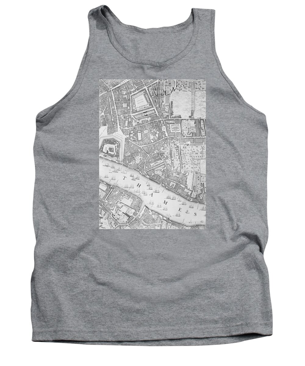 Map Tank Top featuring the drawing A Map of the Tower of London by John Rocque