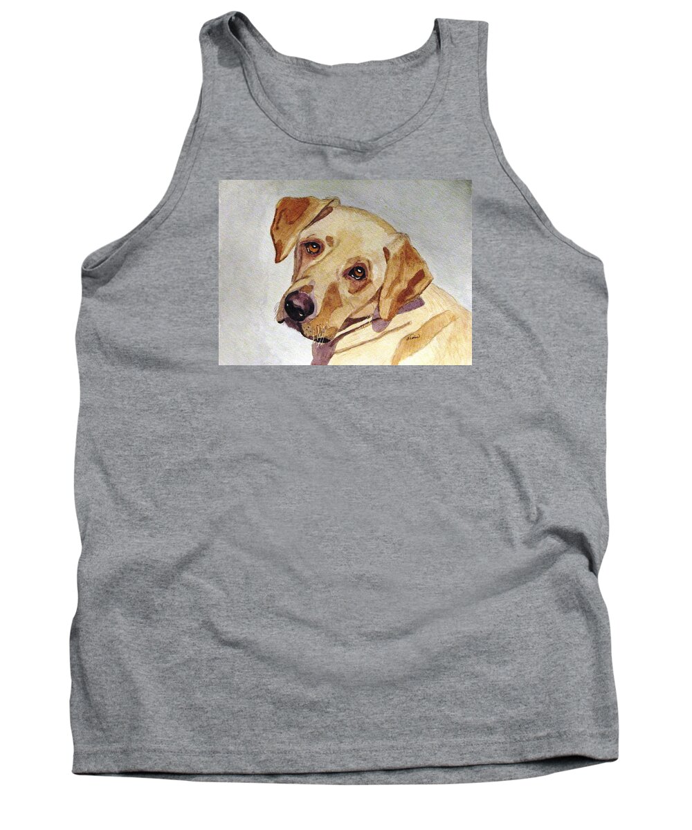 Yellow Lab Tank Top featuring the painting A Mellow Yellow by Angela Davies
