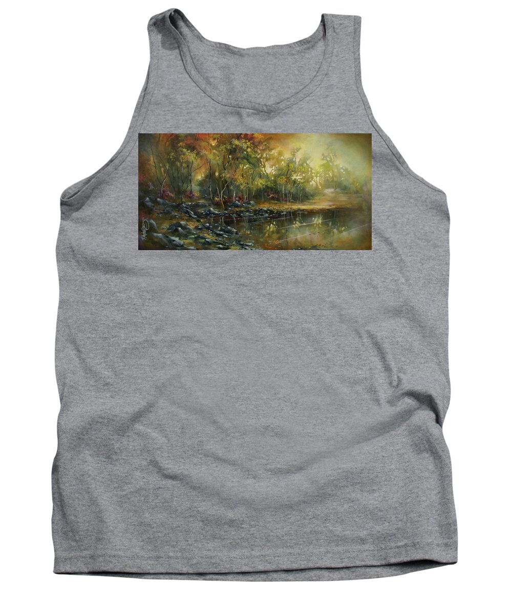 Lake Tank Top featuring the painting A Peaceful Place by Michael Lang