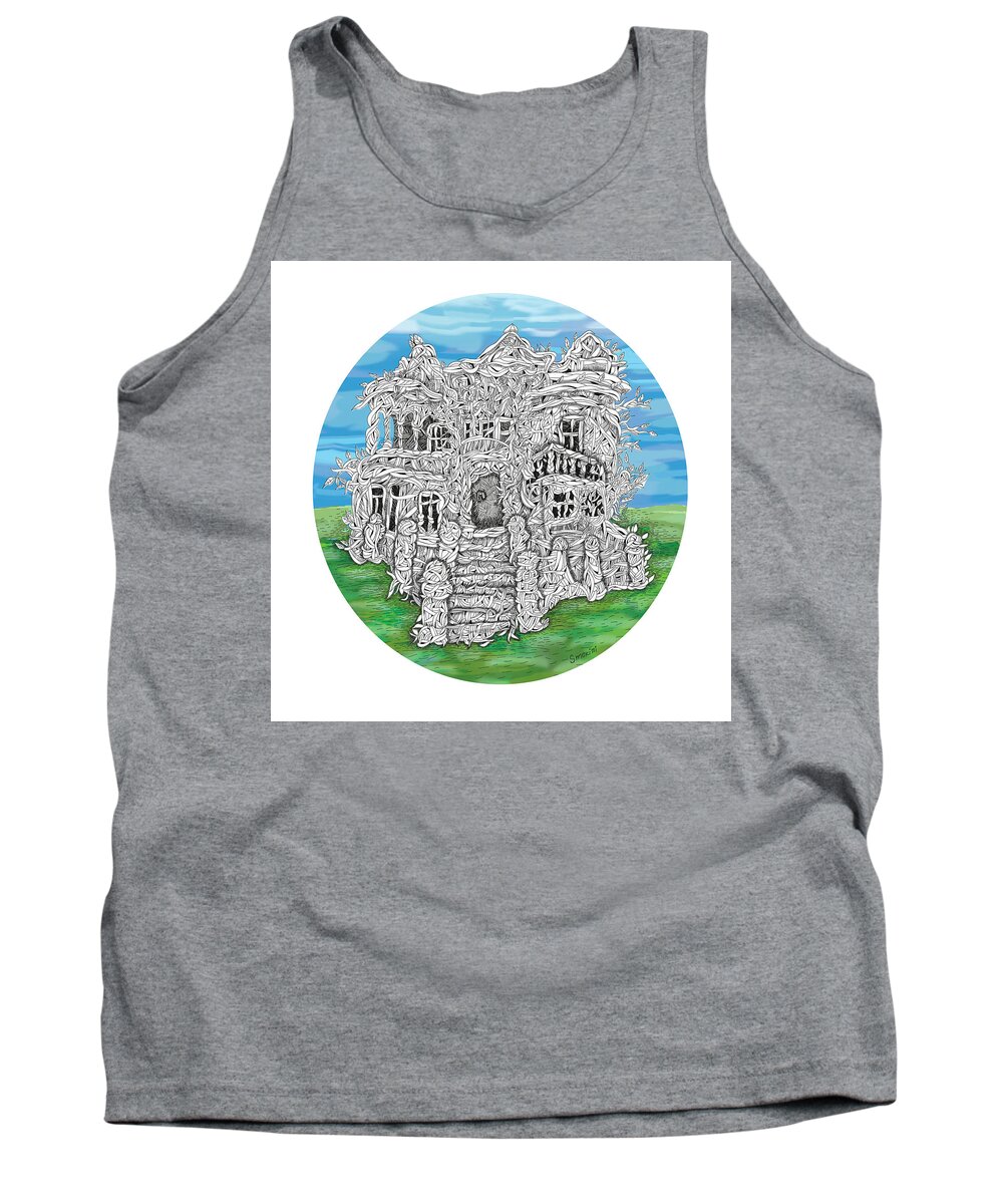 House Tank Top featuring the digital art House of secrets by Smokini Graphics