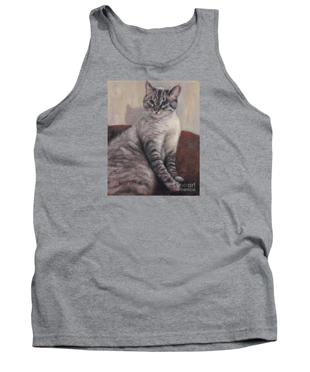 Cat Tank Top featuring the painting A Regal Pose by Wendy Ray