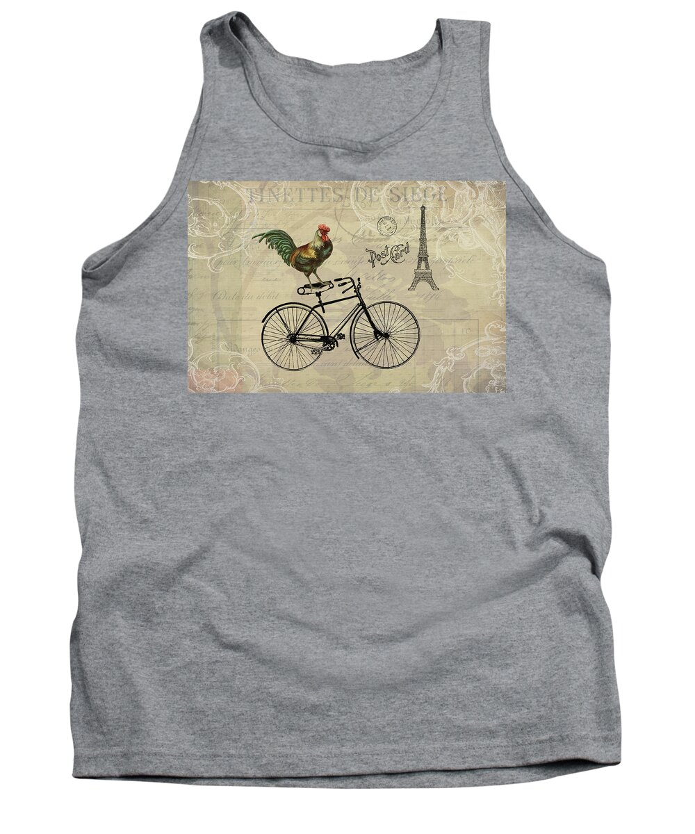 Roosters Tank Top featuring the digital art A Rooster in Paris by Peggy Collins