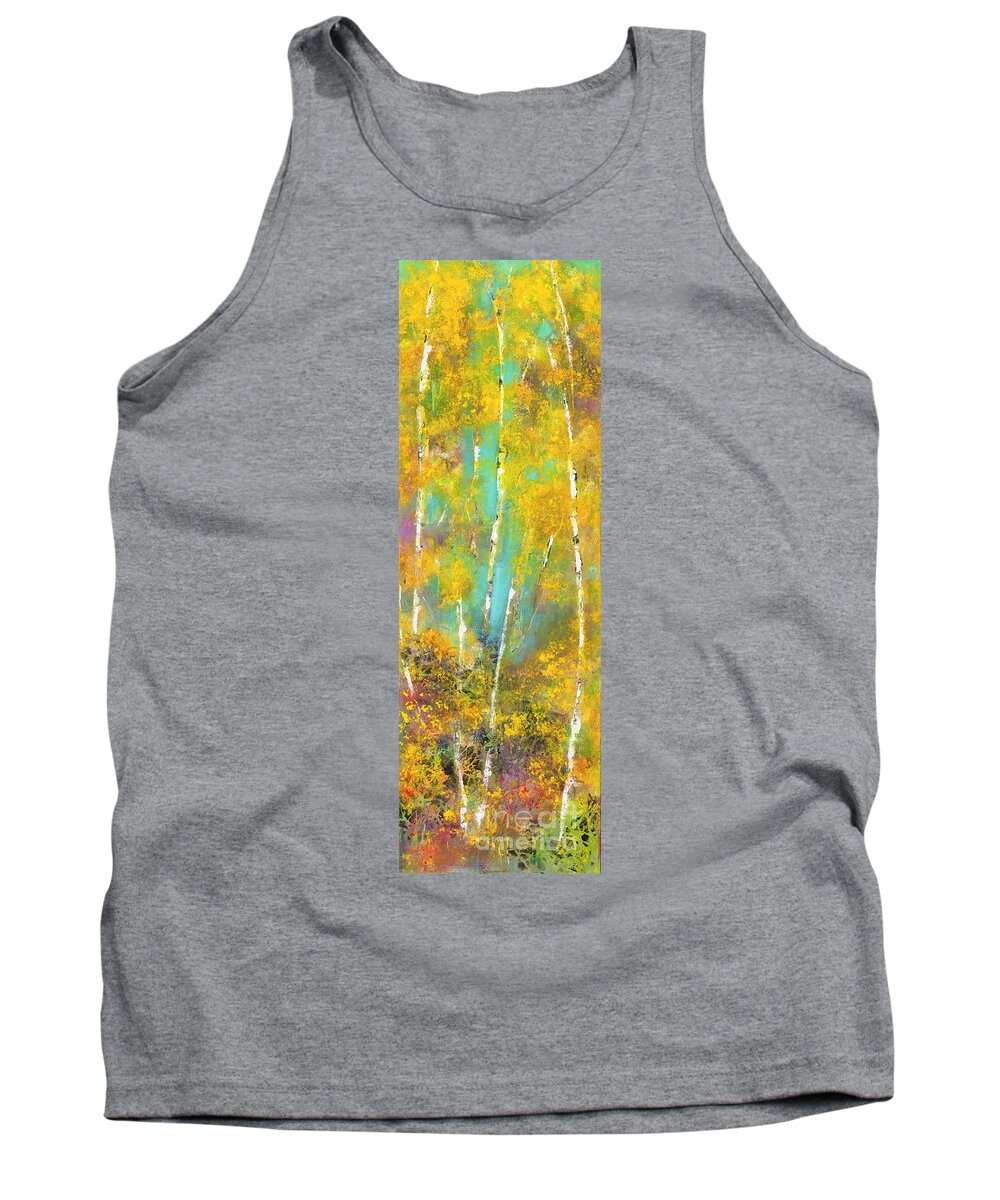 Aspens Tank Top featuring the painting A Slice of Aspen by Frances Marino