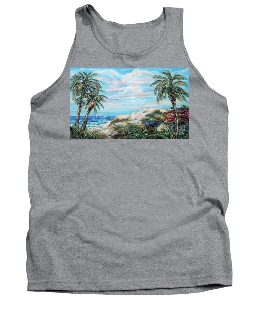 Palms Tank Top featuring the painting A Splendid Day by Linda Olsen