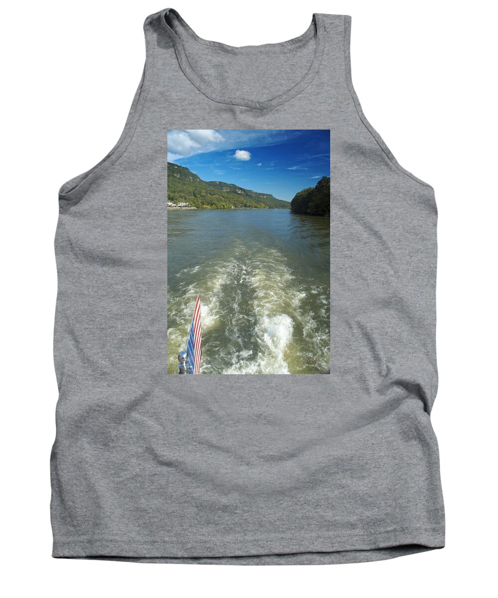 Wake Tank Top featuring the photograph A Wake, River and Sky col by George Taylor