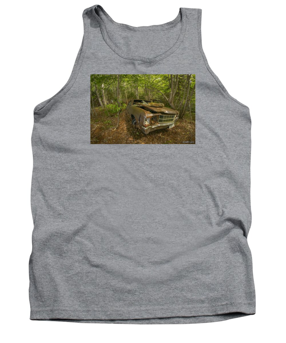 Abandoned Tank Top featuring the photograph Abandoned Chevelle in Cape Breton by Ken Morris