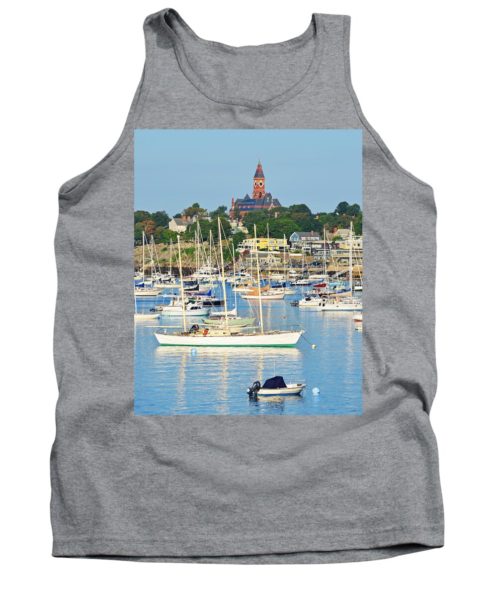 Marblehead Tank Top featuring the photograph Abbot Hall over Marblehead Harbor From Chandler Hovey Park by Toby McGuire