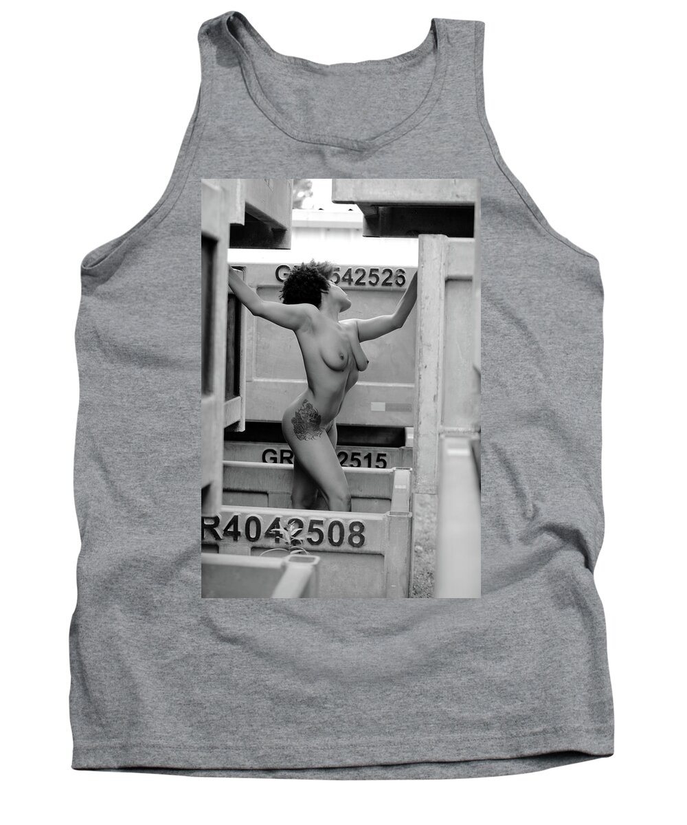 Female Nude Tank Top featuring the photograph About by Cully Firmin