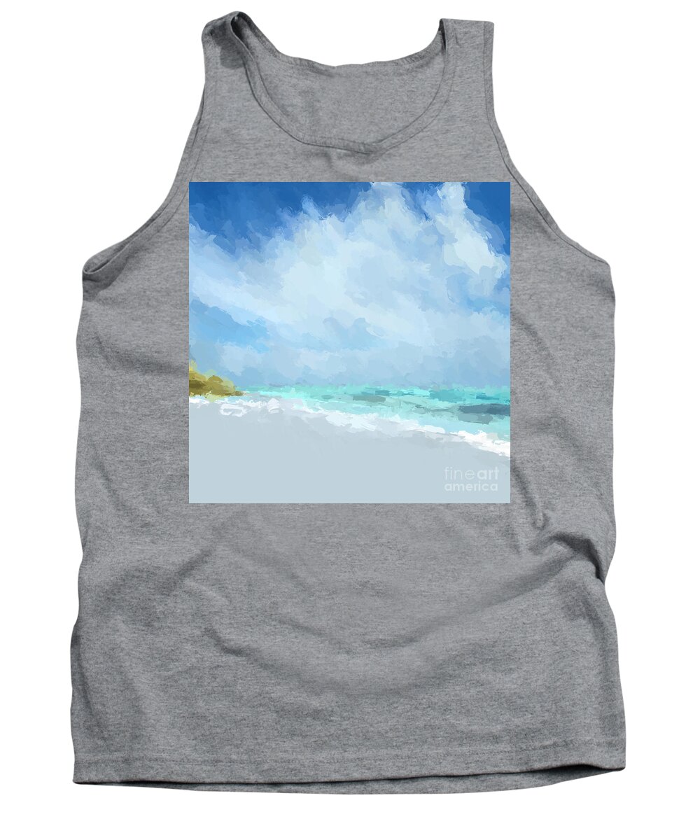 Anthony Fishburne Tank Top featuring the mixed media Abstract beach afternoon by Anthony Fishburne