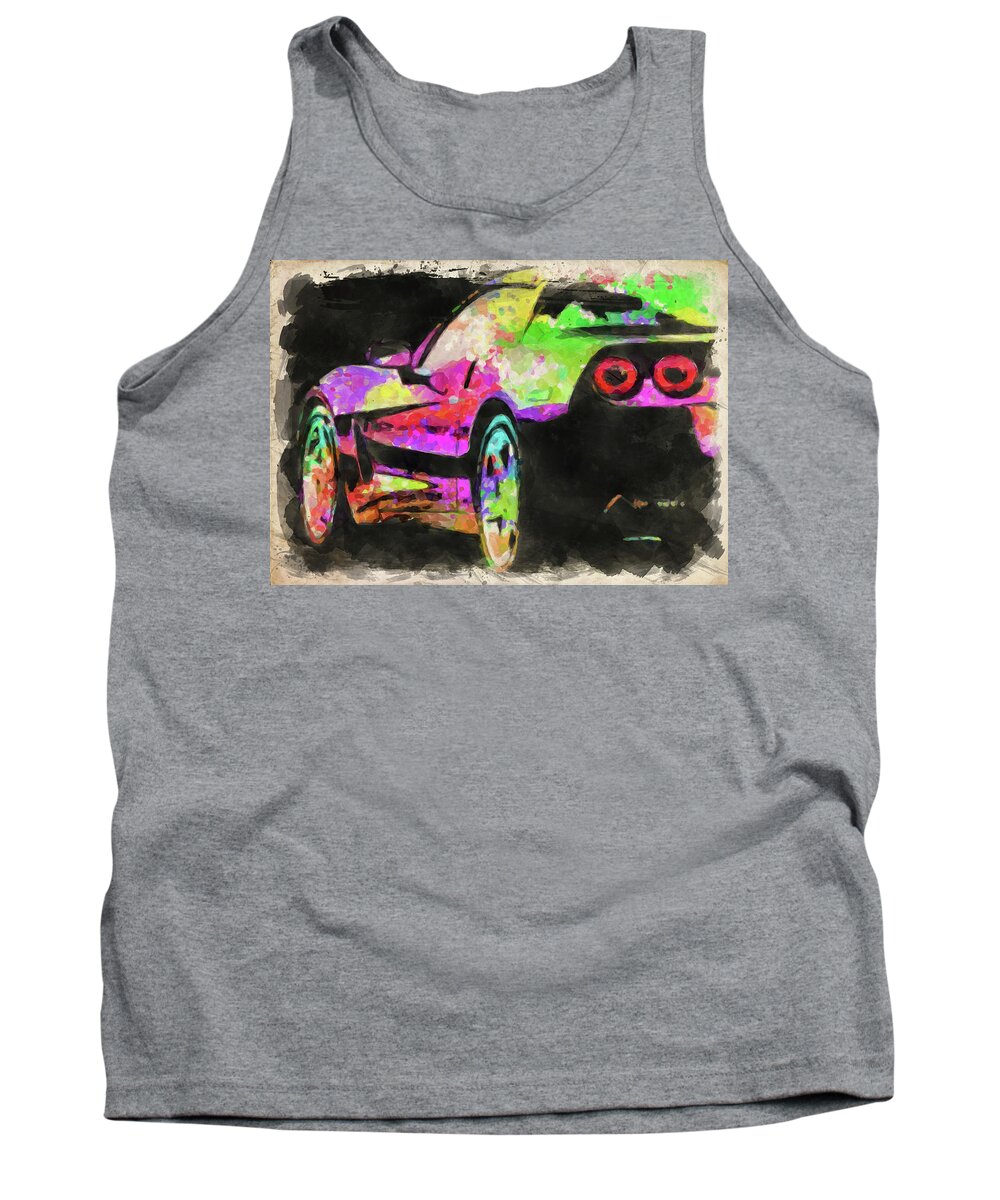 Chevy Tank Top featuring the photograph Abstract Corvette Watercolor by Ricky Barnard