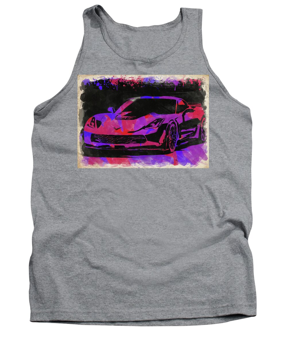 Chevy Tank Top featuring the photograph Abstract Corvette Watercolor X by Ricky Barnard