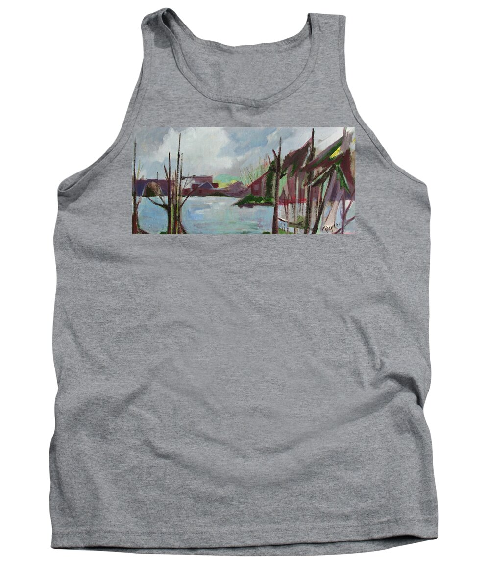 Big Dramatic Clouds And Stark Trees Tank Top featuring the painting Abstract Landscape by Betty Pieper