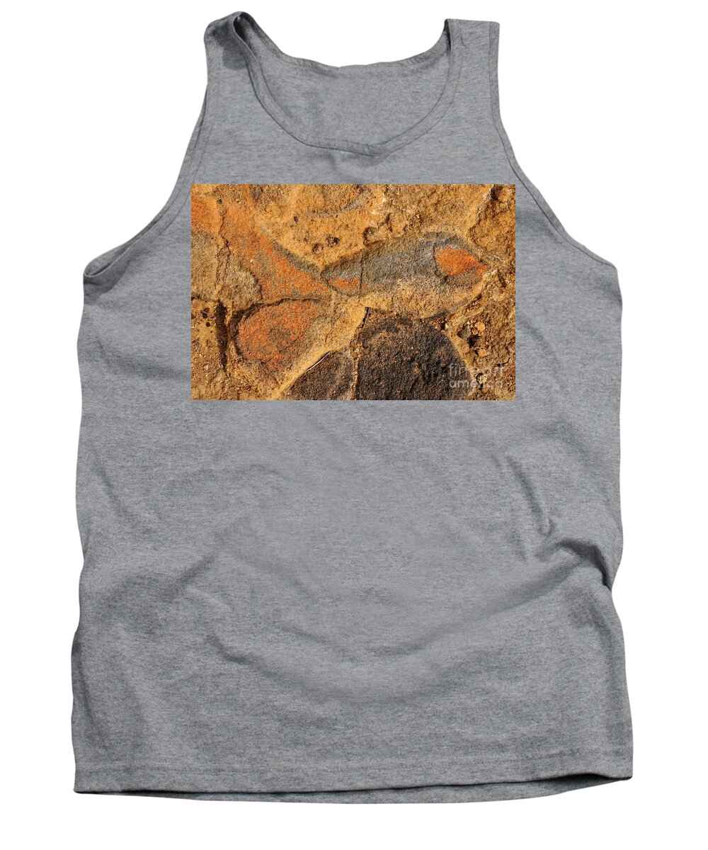 Lichen Tank Top featuring the painting Abstract of Lichen fish shape by Paula Joy Welter