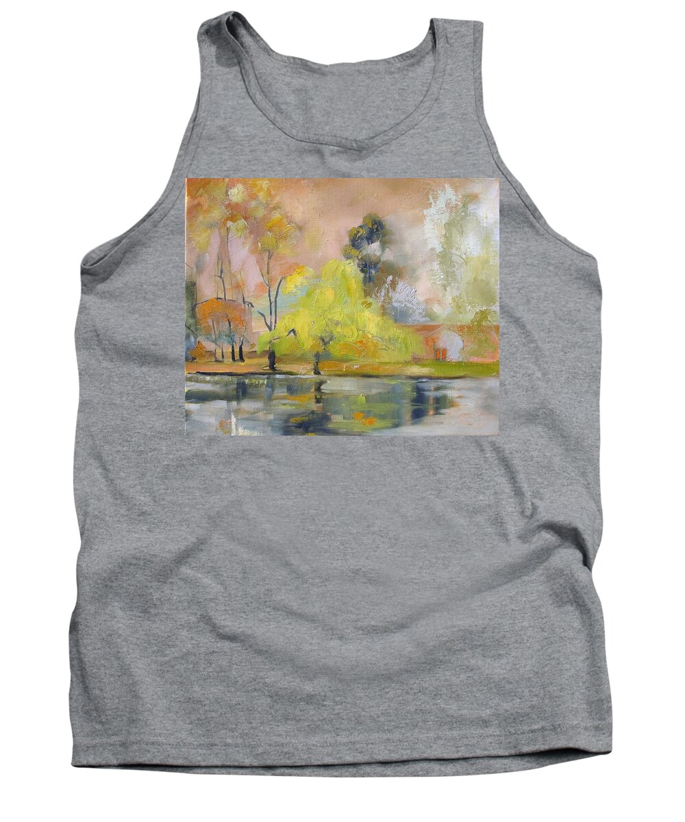 Jarnac Tank Top featuring the painting Abstract on Charente - Jarnac by Kim PARDON
