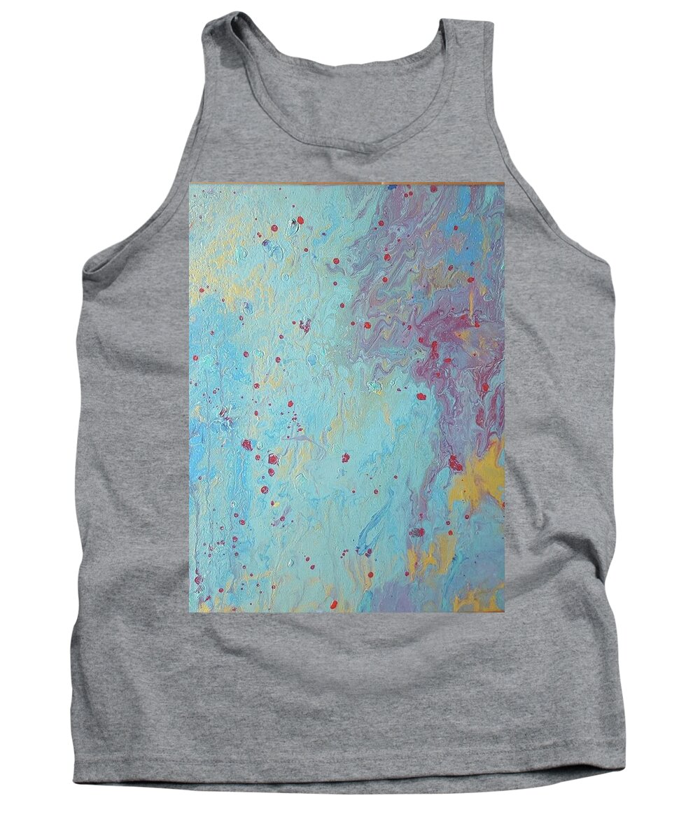 #acrylicdirtypours #acrylicpaintings #carylicswithbluetealgold #coolart #sugarplumtheband #acrylicart #acrylicwithcoolcolors #abstractartforsale #camvasartprints #originalartforsale #abstractartpaintings Tank Top featuring the painting Acrylic Pour with teal aqua gold and red by Cynthia Silverman