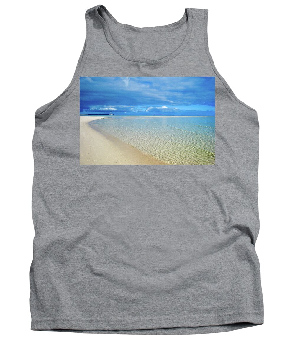 Beach Tank Top featuring the photograph ADAGIO alone in Ouvea, South Pacific by Dorothy Darden