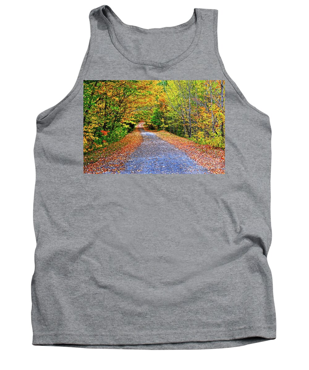 Diane Berry Tank Top featuring the photograph Adirondack Autumn Road by Diane E Berry
