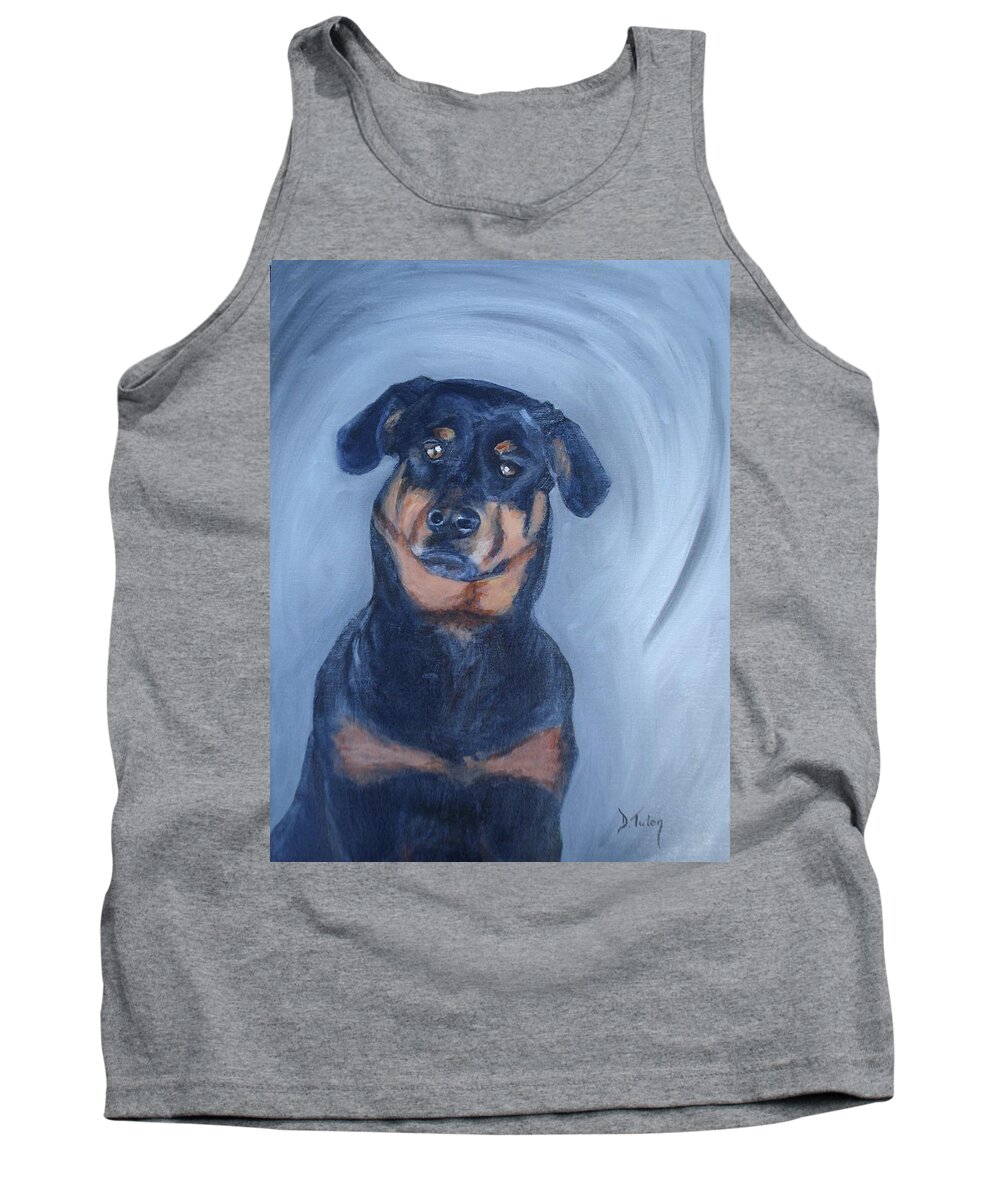 Rottweiler Tank Top featuring the painting Adrian by Donna Tuten