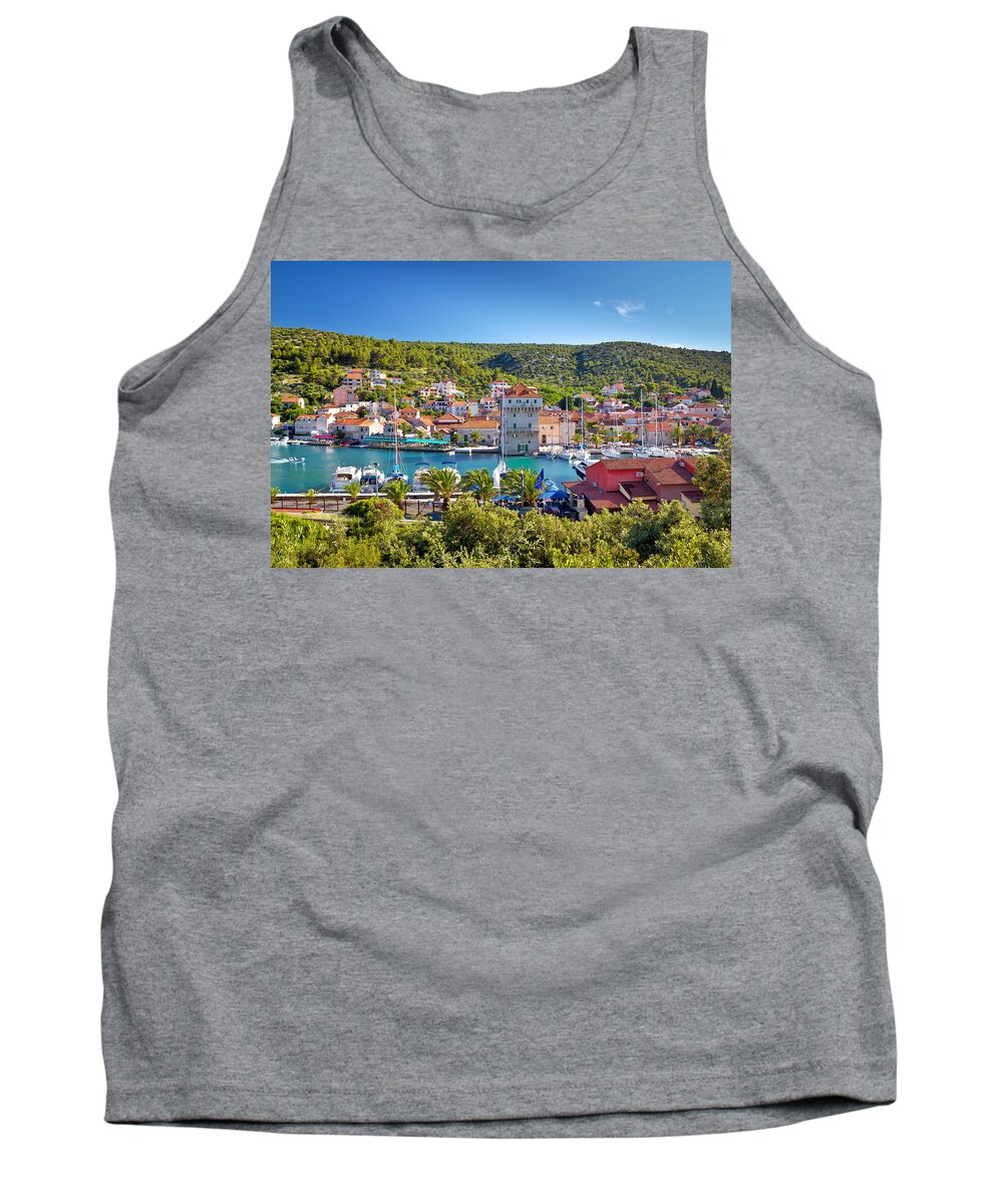 Marina Tank Top featuring the photograph Adriatic village of Marina near Trogir by Brch Photography