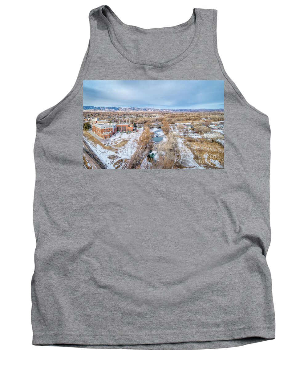 Colorado Tank Top featuring the photograph aerial cityscape of Fort Collins by Marek Uliasz