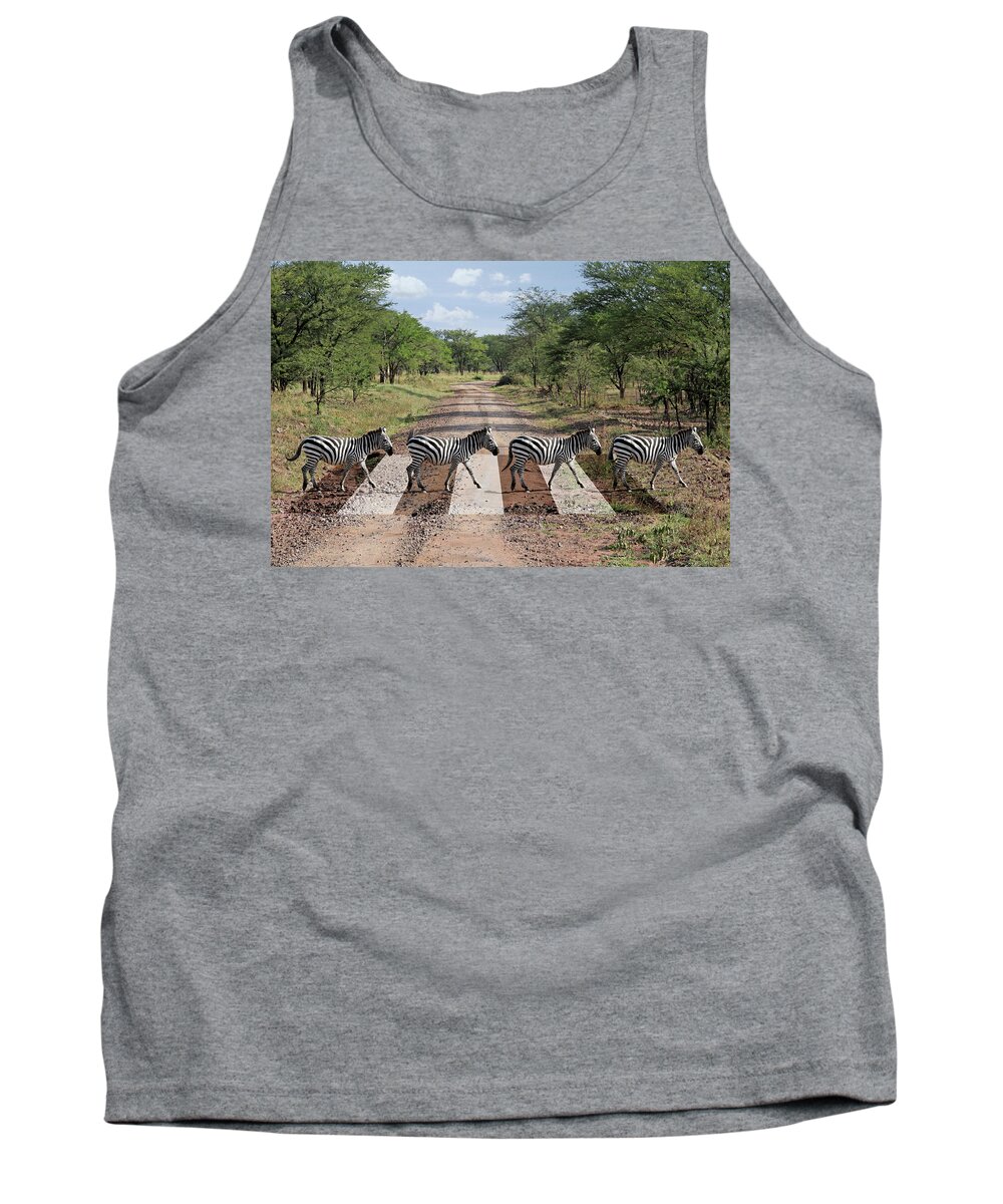 African Landscape Tank Top featuring the photograph African Zebra Crossing by Gill Billington