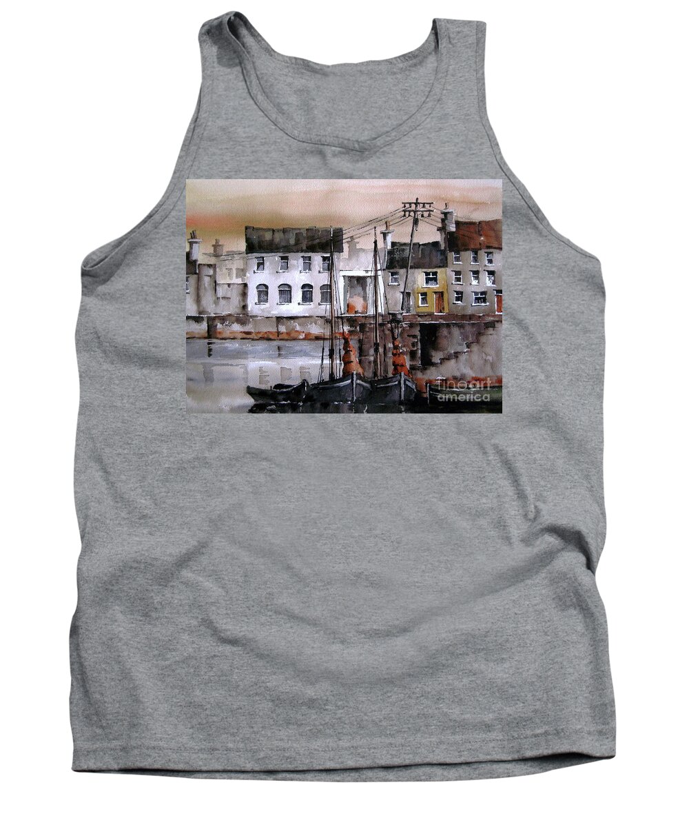 Wild Atlantic Way Galway Tank Top featuring the painting Along the Cladagh Galway by Val Byrne