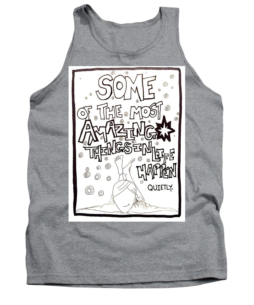 Folk Art Tank Top featuring the drawing Amazing Things by Sara Young