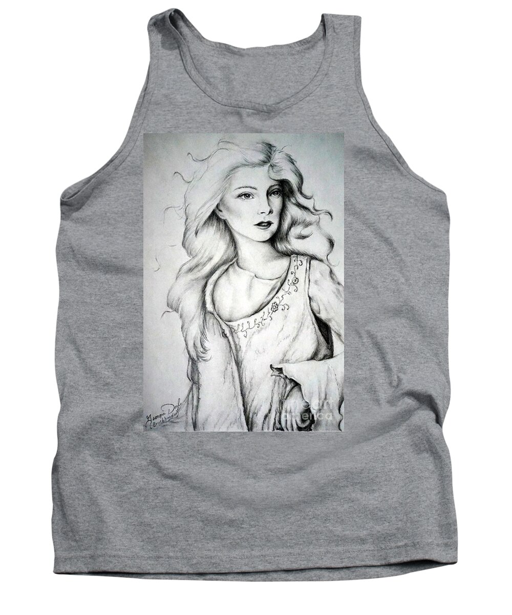 Girl Tank Top featuring the drawing Ambrosia by Georgia Doyle