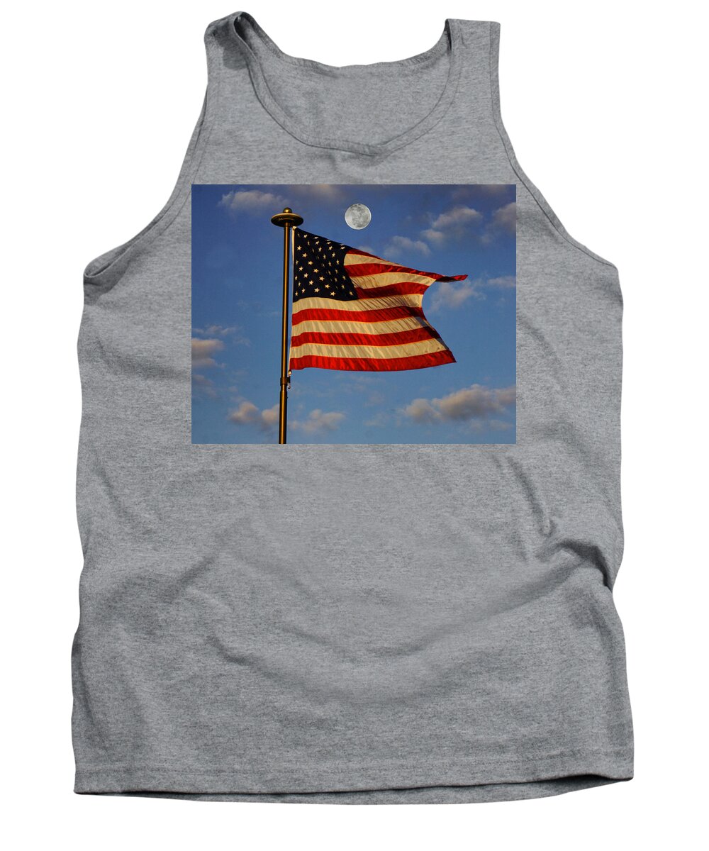 Flag Tank Top featuring the photograph American Flag by Dennis Dugan
