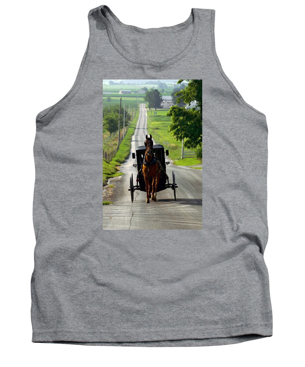 Lawrence Tank Top featuring the photograph Amish Morning Commute by Lawrence Boothby