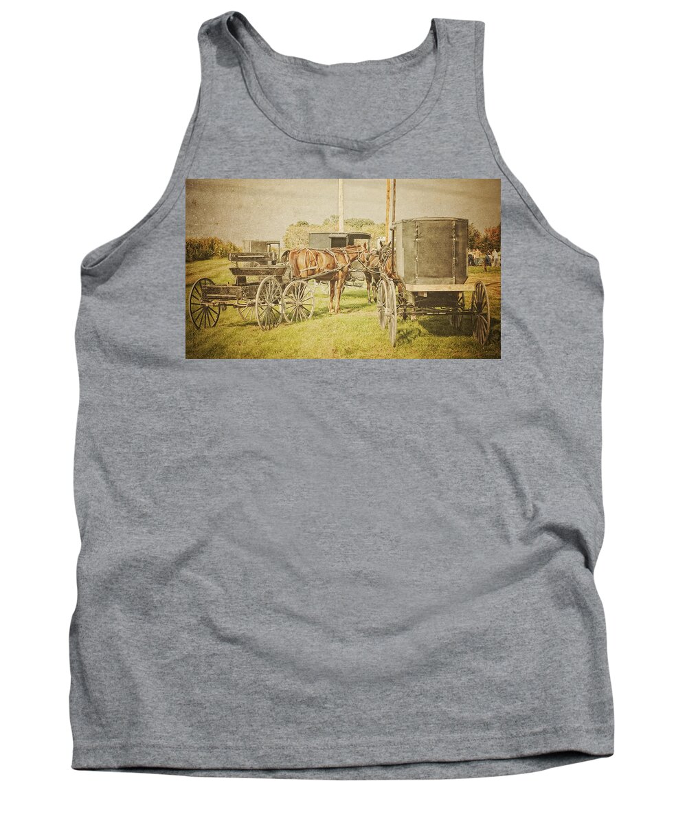 Amish Tank Top featuring the photograph Amish wagons by Al Mueller
